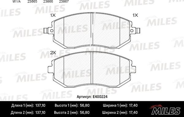 Miles E400224 - Bremžu uzliku kompl., Disku bremzes autospares.lv