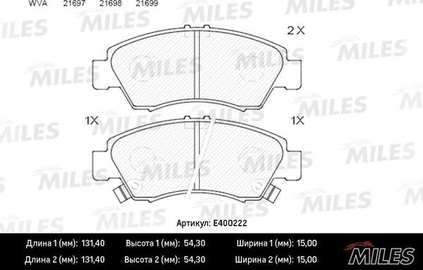 Miles E400222 - Bremžu uzliku kompl., Disku bremzes www.autospares.lv