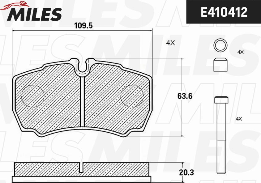 Miles E410412 - Brake Pad Set, disc brake www.autospares.lv