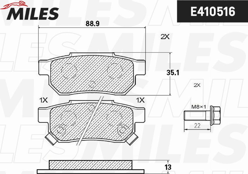 Miles E410516 - Bremžu uzliku kompl., Disku bremzes autospares.lv