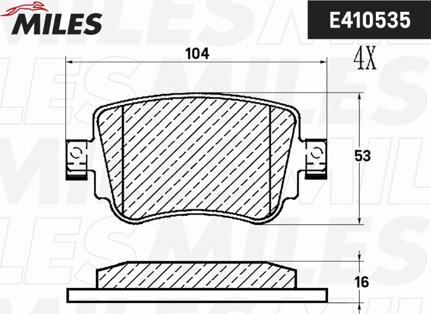 Miles E410535 - Bremžu uzliku kompl., Disku bremzes www.autospares.lv