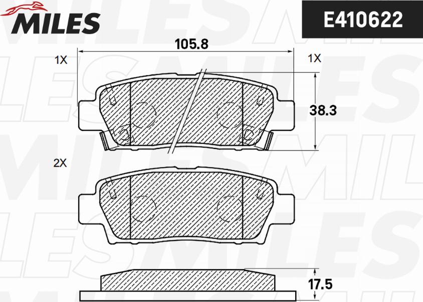 Miles E410622 - Тормозные колодки, дисковые, комплект www.autospares.lv