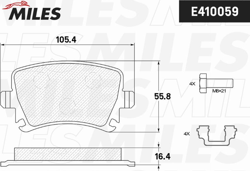 Miles E410059 - Bremžu uzliku kompl., Disku bremzes autospares.lv