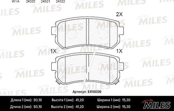 Miles E410009 - Brake Pad Set, disc brake www.autospares.lv