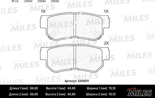 Miles E410011 - Bremžu uzliku kompl., Disku bremzes www.autospares.lv