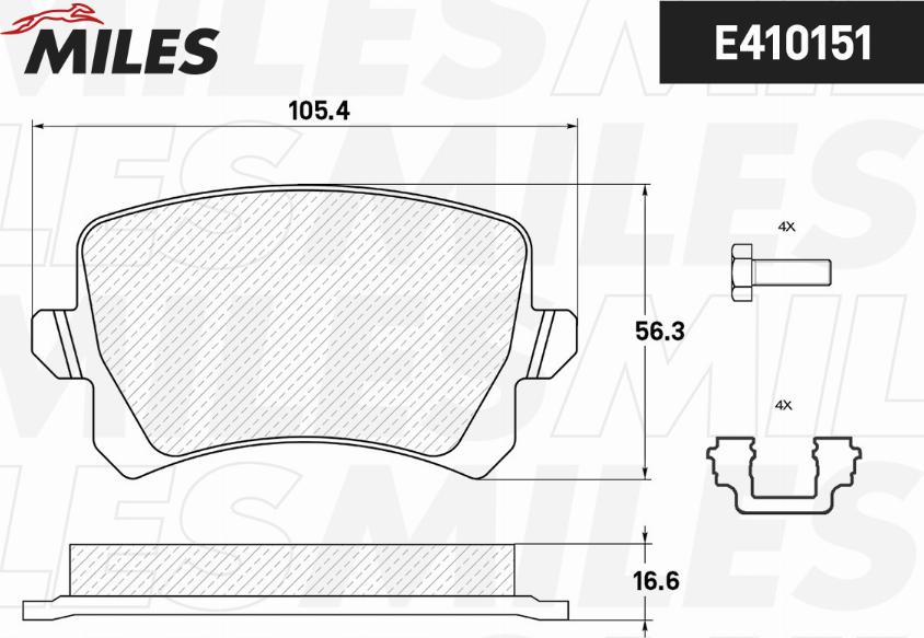 Miles E410151 - Bremžu uzliku kompl., Disku bremzes autospares.lv