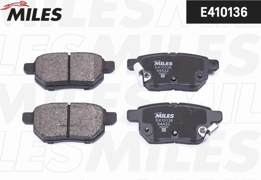 Miles E410136 - Тормозные колодки, дисковые, комплект www.autospares.lv