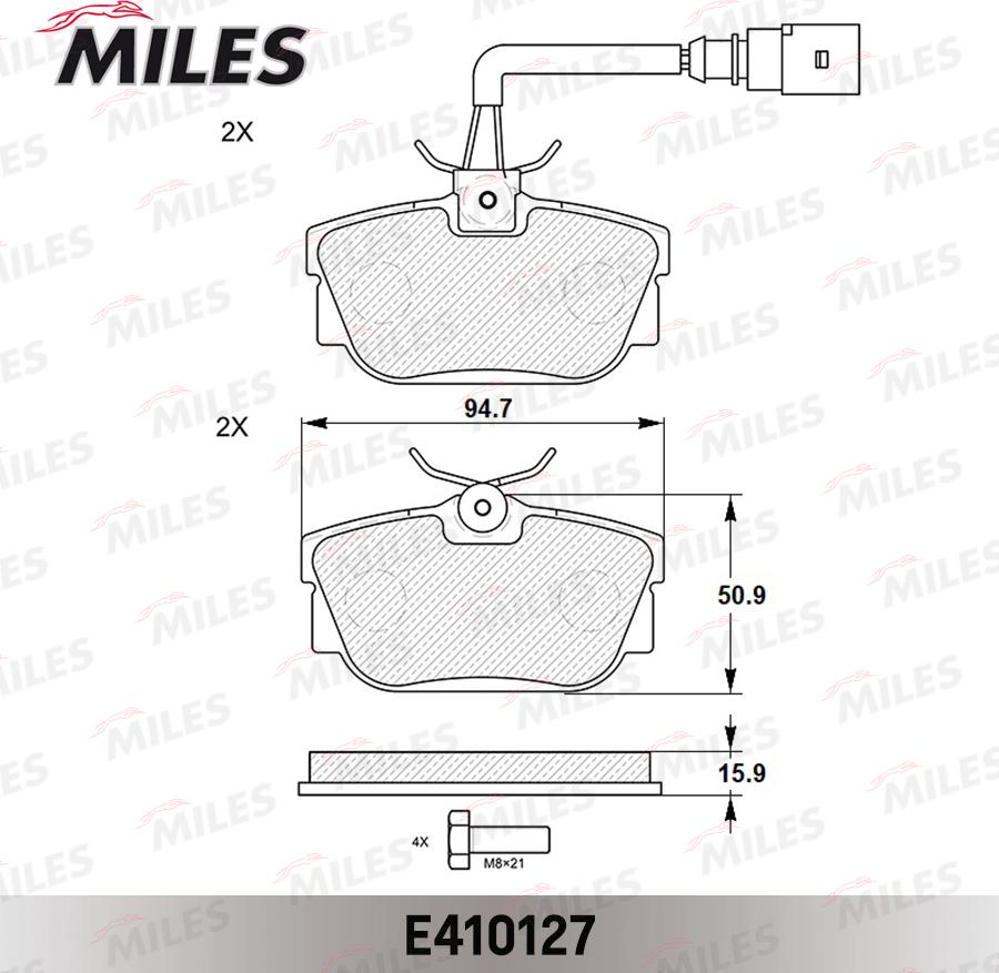 Miles E410127 - Bremžu uzliku kompl., Disku bremzes autospares.lv