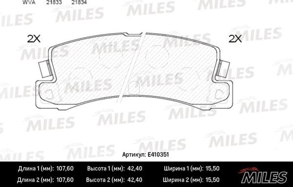 Miles E410351 - Тормозные колодки, дисковые, комплект www.autospares.lv