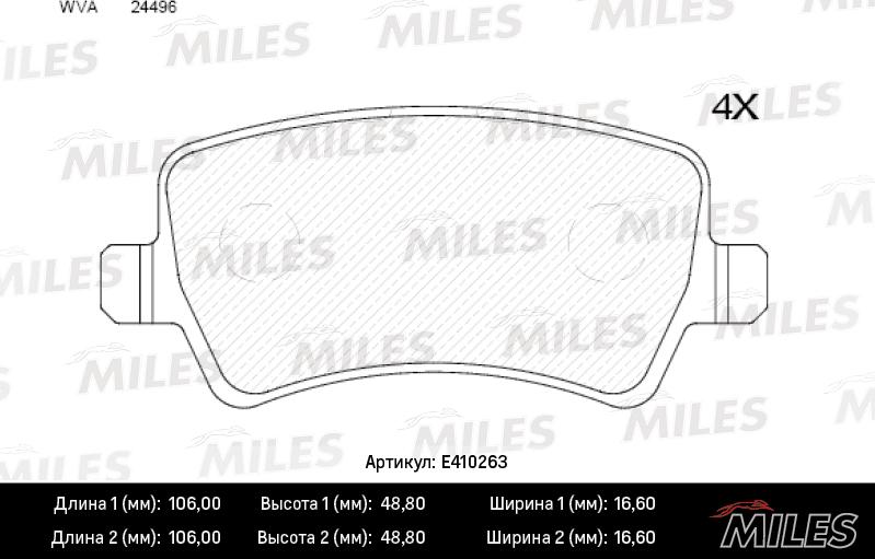 Miles E410263 - Тормозные колодки, дисковые, комплект www.autospares.lv