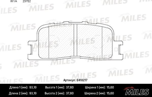 Miles E410217 - Brake Pad Set, disc brake www.autospares.lv