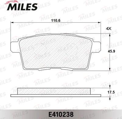 Miles E410238 - Bremžu uzliku kompl., Disku bremzes autospares.lv