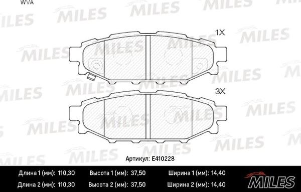 Miles E410228 - Brake Pad Set, disc brake www.autospares.lv