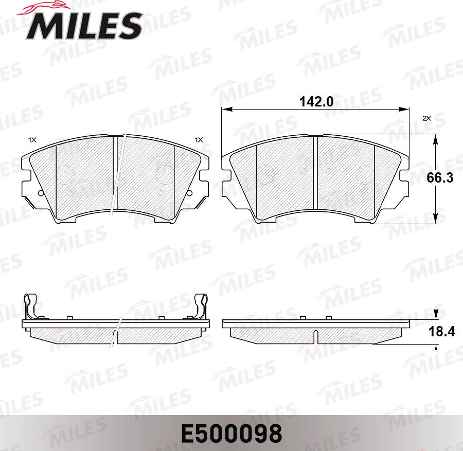 Miles E500098 - Bremžu uzliku kompl., Disku bremzes www.autospares.lv