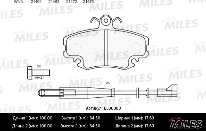 Miles E500000 - Brake Pad Set, disc brake www.autospares.lv