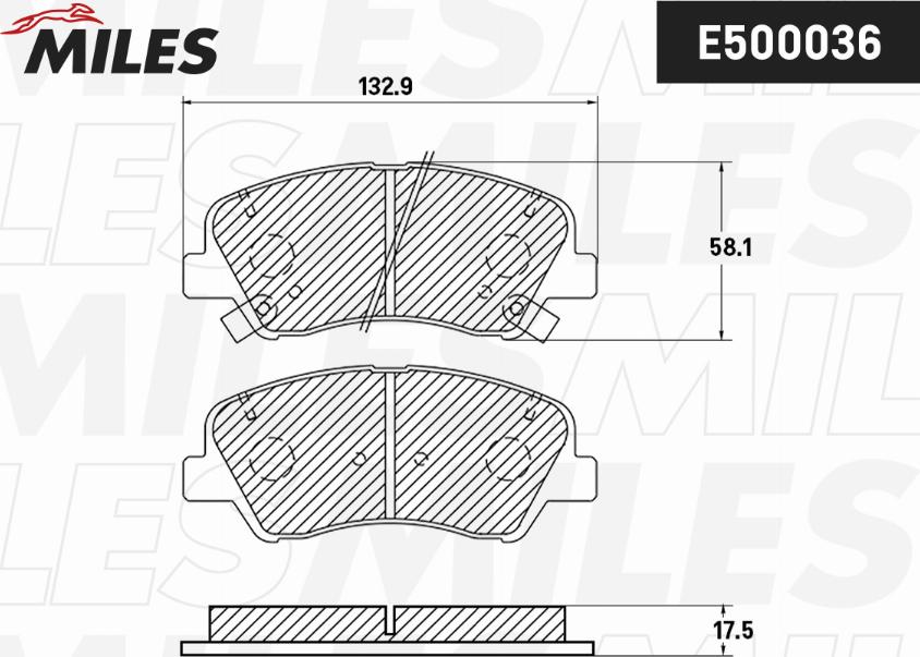 Miles E500036 - Bremžu uzliku kompl., Disku bremzes autospares.lv