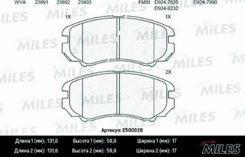 Miles E500028 - Bremžu uzliku kompl., Disku bremzes autospares.lv