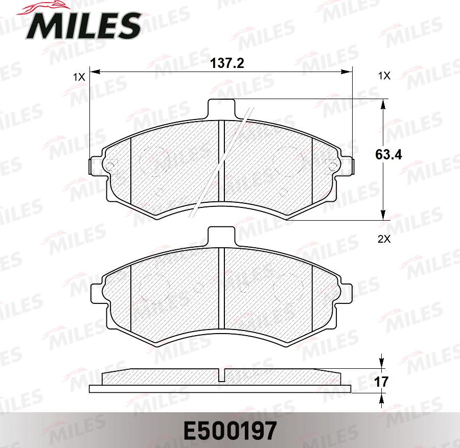 Miles E500197 - Bremžu uzliku kompl., Disku bremzes www.autospares.lv