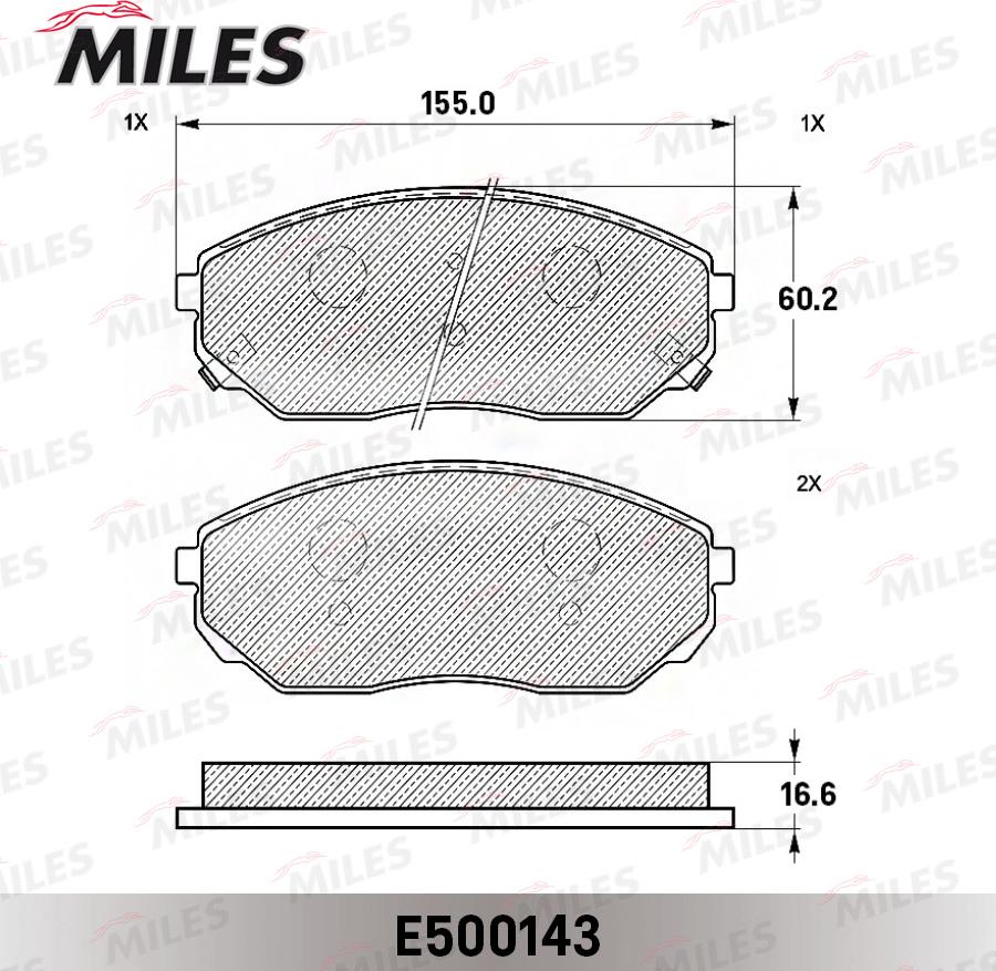 Miles E500143 - Bremžu uzliku kompl., Disku bremzes www.autospares.lv