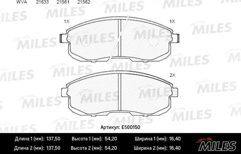 Miles E500150 - Bremžu uzliku kompl., Disku bremzes autospares.lv