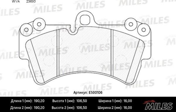 Miles E500106 - Bremžu uzliku kompl., Disku bremzes www.autospares.lv