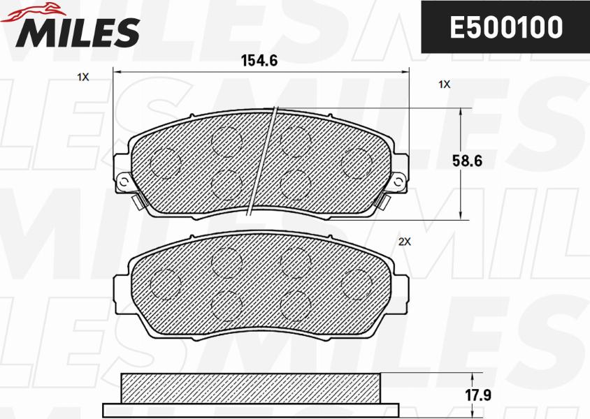 Miles E500100 - Тормозные колодки, дисковые, комплект www.autospares.lv