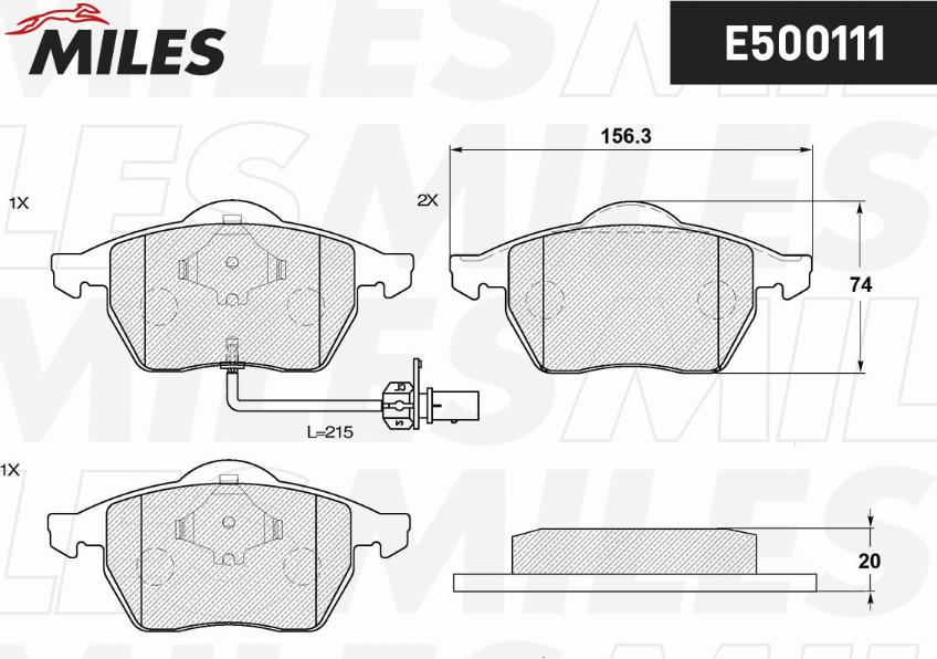 Miles E500111 - Brake Pad Set, disc brake www.autospares.lv