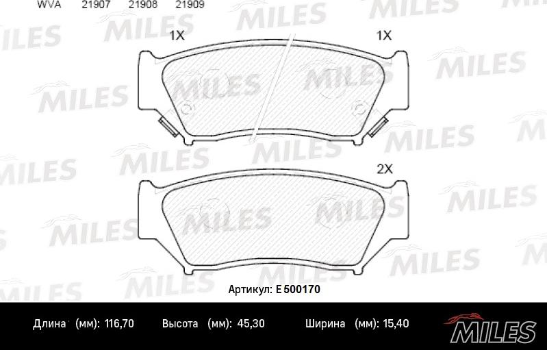 Miles E500170 - Тормозные колодки, дисковые, комплект www.autospares.lv