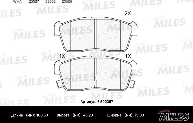 Miles E500357 - Тормозные колодки, дисковые, комплект www.autospares.lv