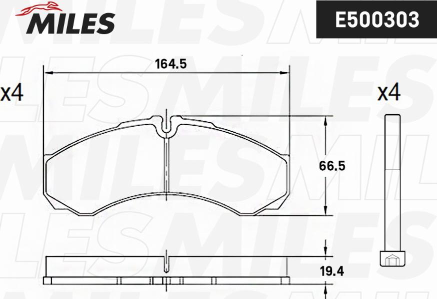 Miles E500303 - Bremžu uzliku kompl., Disku bremzes www.autospares.lv