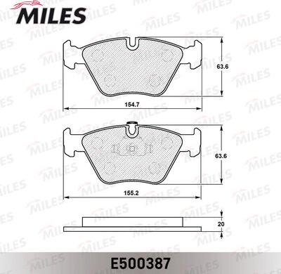 Miles E500387 - Тормозные колодки, дисковые, комплект www.autospares.lv