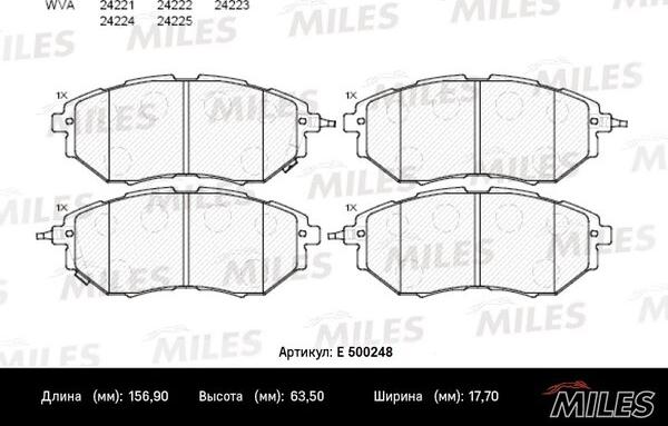 Miles E500248 - Bremžu uzliku kompl., Disku bremzes www.autospares.lv