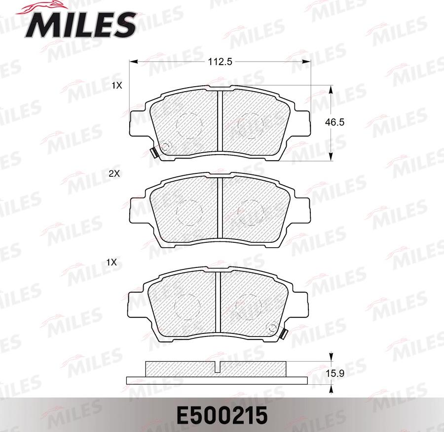 Miles E500215 - Тормозные колодки, дисковые, комплект www.autospares.lv