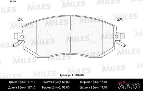 Miles E500286 - Bremžu uzliku kompl., Disku bremzes autospares.lv