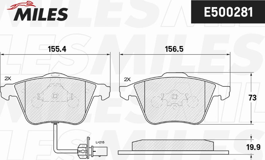 Miles E500281 - Bremžu uzliku kompl., Disku bremzes autospares.lv