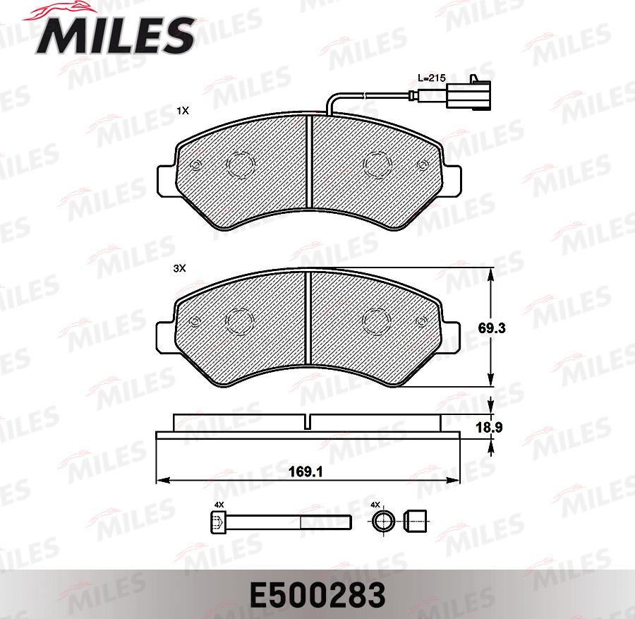 Miles E500283 - Bremžu uzliku kompl., Disku bremzes autospares.lv