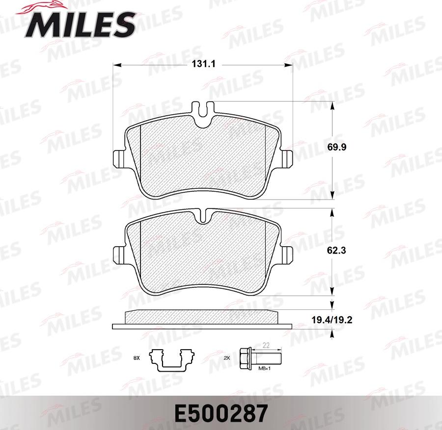 Miles E500287 - Bremžu uzliku kompl., Disku bremzes autospares.lv