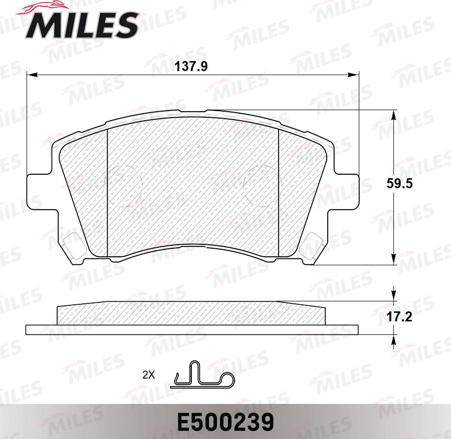 Miles E500239 - Bremžu uzliku kompl., Disku bremzes www.autospares.lv