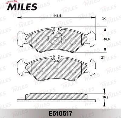 Miles E510517 - Тормозные колодки, дисковые, комплект www.autospares.lv