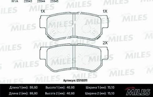 Miles E510011 - Bremžu uzliku kompl., Disku bremzes www.autospares.lv