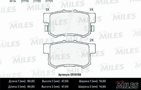 Miles E510156 - Тормозные колодки, дисковые, комплект www.autospares.lv