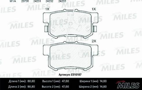 Miles E510187 - Bremžu uzliku kompl., Disku bremzes www.autospares.lv