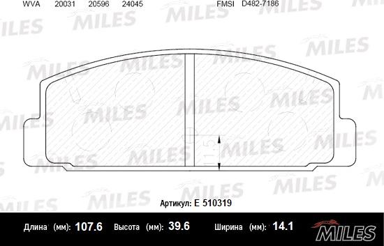 Miles E510319 - Bremžu uzliku kompl., Disku bremzes www.autospares.lv