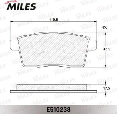 Miles E510238 - Bremžu uzliku kompl., Disku bremzes autospares.lv