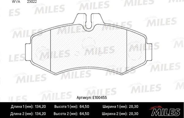 Miles E100455 - Bremžu uzliku kompl., Disku bremzes www.autospares.lv