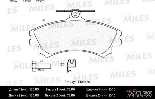 Miles E100466 - Bremžu uzliku kompl., Disku bremzes autospares.lv