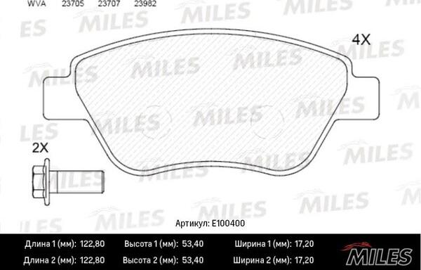 Miles E100400 - Тормозные колодки, дисковые, комплект www.autospares.lv