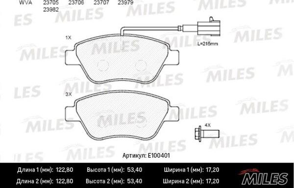 Miles E100401 - Bremžu uzliku kompl., Disku bremzes autospares.lv