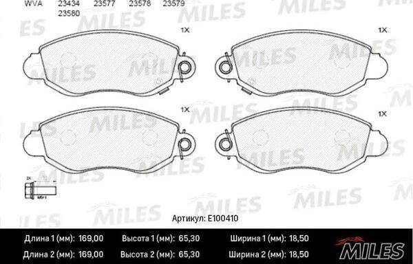 Miles E100410 - Bremžu uzliku kompl., Disku bremzes www.autospares.lv