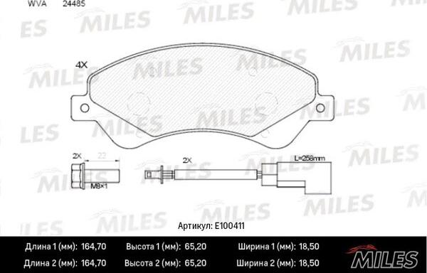 Miles E100411 - Bremžu uzliku kompl., Disku bremzes www.autospares.lv